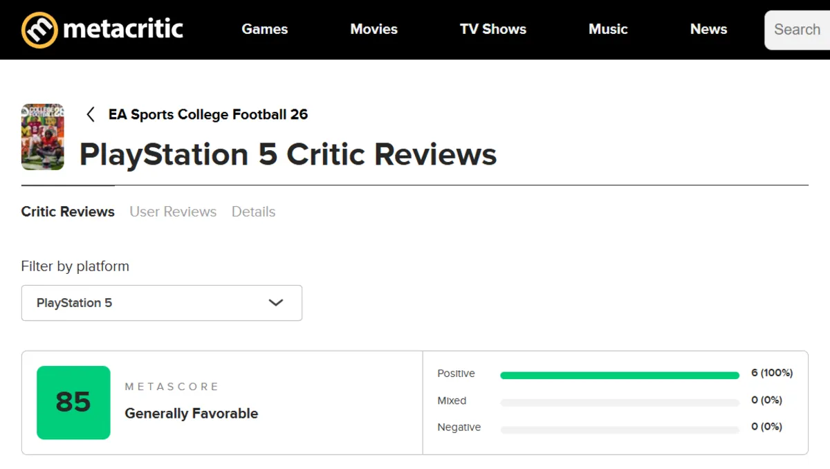 نظرات بازی A Sports College Football 26